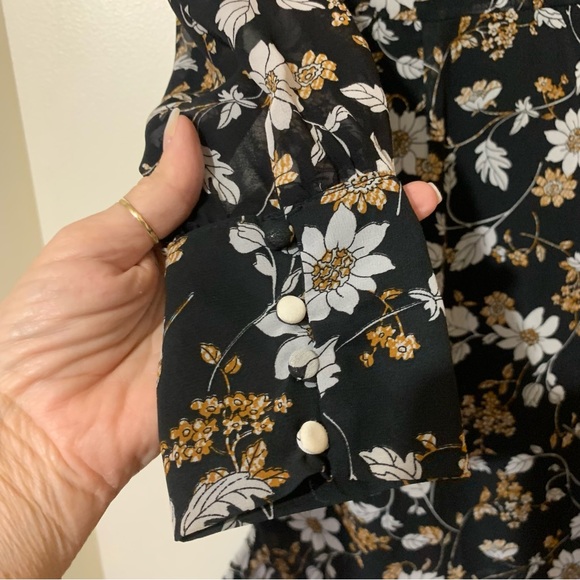 Paper Crane Floral Long Sleeve High Neck Ruffle Dress - Picture 6 of 13